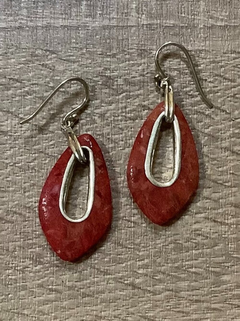 Silpada red sponge coral 925 sterling silver W1982 drop earrings Cardinal Rule